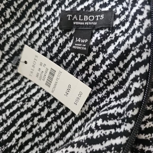 Talbits Petites Black & White Tweed Look Shift Dress Plus 14WP Short Sleeve New - Picture 13 of 15